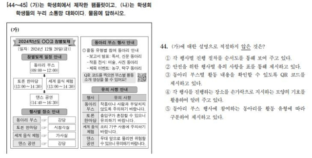 2025학년도 대학수학능력시험 국어 영역 언어와매체 44번. 한국교육과정평가원 제공