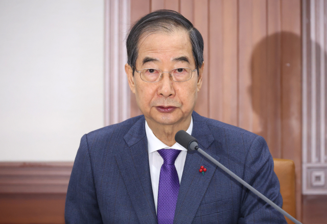 한덕수 국무총리가 5일 서울 종로구 정부서울청사에서 열린 국정현안관계장관회의에서 발언하고 있다. 연합뉴스