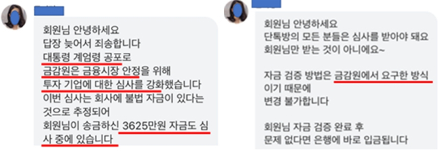 계엄령으로 인한 자금출처 조사를 빙자한 자금 편취 수법. 금감원