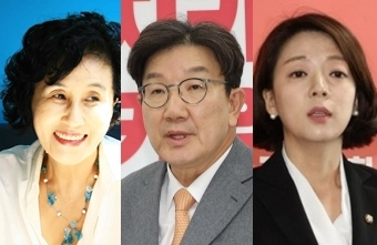 전여옥, 권성동, 배현진. 페이스북, 연합뉴스