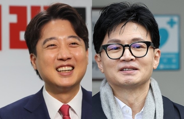 이준석 개혁신당 국회의원, 한동훈 전 국민의힘 대표. 연합뉴스