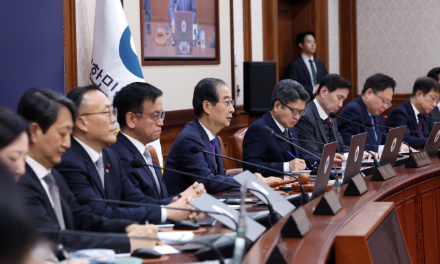 한덕수 대통령 권한대행 국무총리가 17일 서울 종로구 정부서울청사에서 열린 국무회의에서 발언하고 있다. 연합뉴스