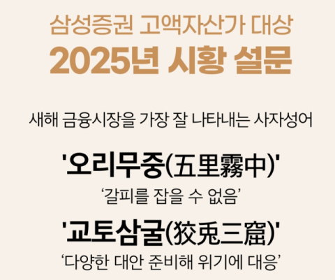 삼성증권 고액자산가 새해 금융 사자성어는 '오리무중·교토삼굴'