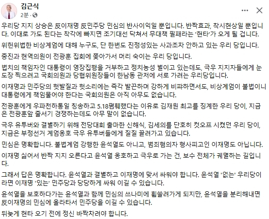 김근식 전 국민의힘 비전전략실장 페이스북