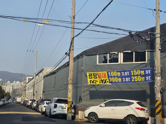 20일 대구 성서산업단지에 공장 임대 현수막이 걸려 있다. 정우태 기자