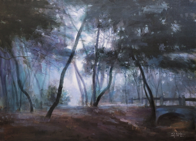 박회원, 숲이야기1, 2024, oil on canvas, 30F