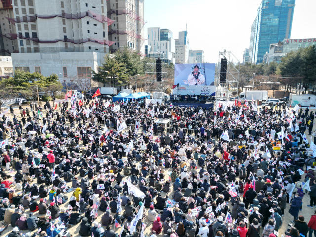 22일 대전에서 열린 윤석열 대통령 탄핵반대집회에서는 정치적 주장을 넘어 가족 단위 참가자들이 크게 늘면서 세대를 아우르는 새로운 집회 풍속도를 보여주고 있다. 심현우 기자