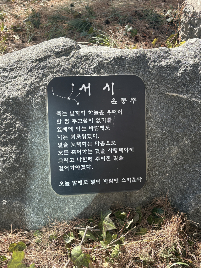 국채보상운동기념공원 내 올해 서거 80주기를 맞은 윤동주 시인의 