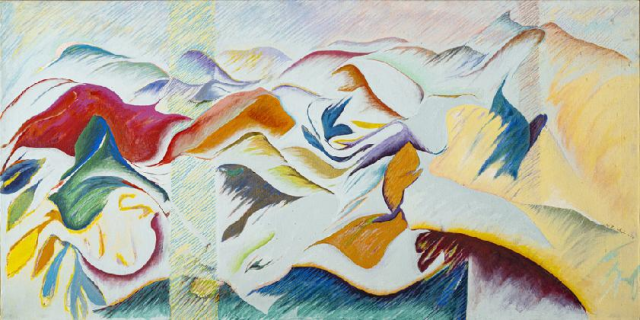 최욱경, 경산 산, 1981, 캔버스에 아크릴릭, 80×117cm, 개인 소장. 대구미술관 제공