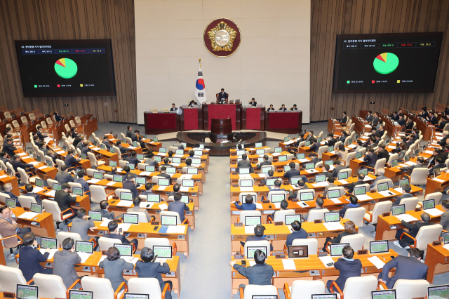 13일 국회 본회의에서 한미동맹 지지 결의안이 통과되고 있다. 연합뉴스