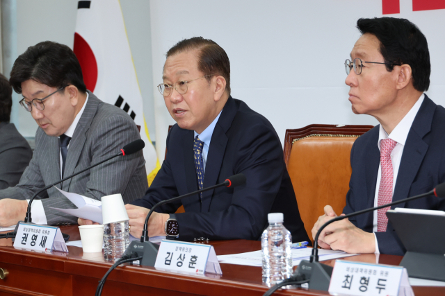 권영세 국민의힘 비상대책위원장이 17일 국회에서 열린 비상대책위원회의에서 발언하고 있다. 연합뉴스