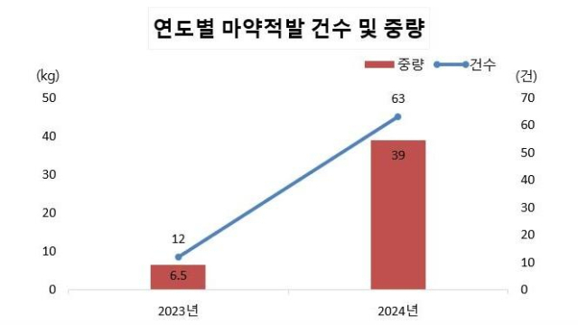 관세청 대구본부세관의 마약 단속 현황. 대구세관 제공