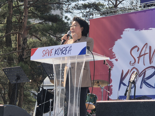 이혜훈 전 국민의힘 의원(중구·성동을 당협위원장)이 22일 서울 영등포구 국회의사당역 일대에서 열린 보수 기독교단체 